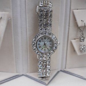 New - Main Line Time - Crystal Watch 4 Piece Set - Silver-Tone
